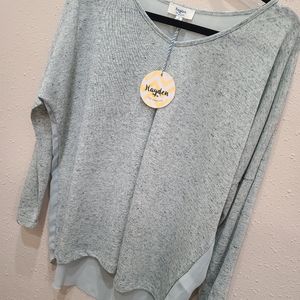 Muted mint long sleeve sheer top